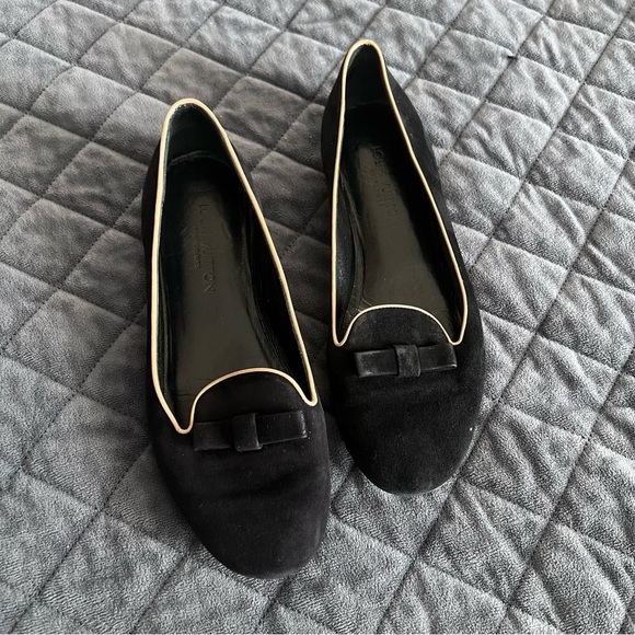 Louis Vuitton loafers flats women size 5 35 bow suede uniformes shoes - Picture 1 of 16